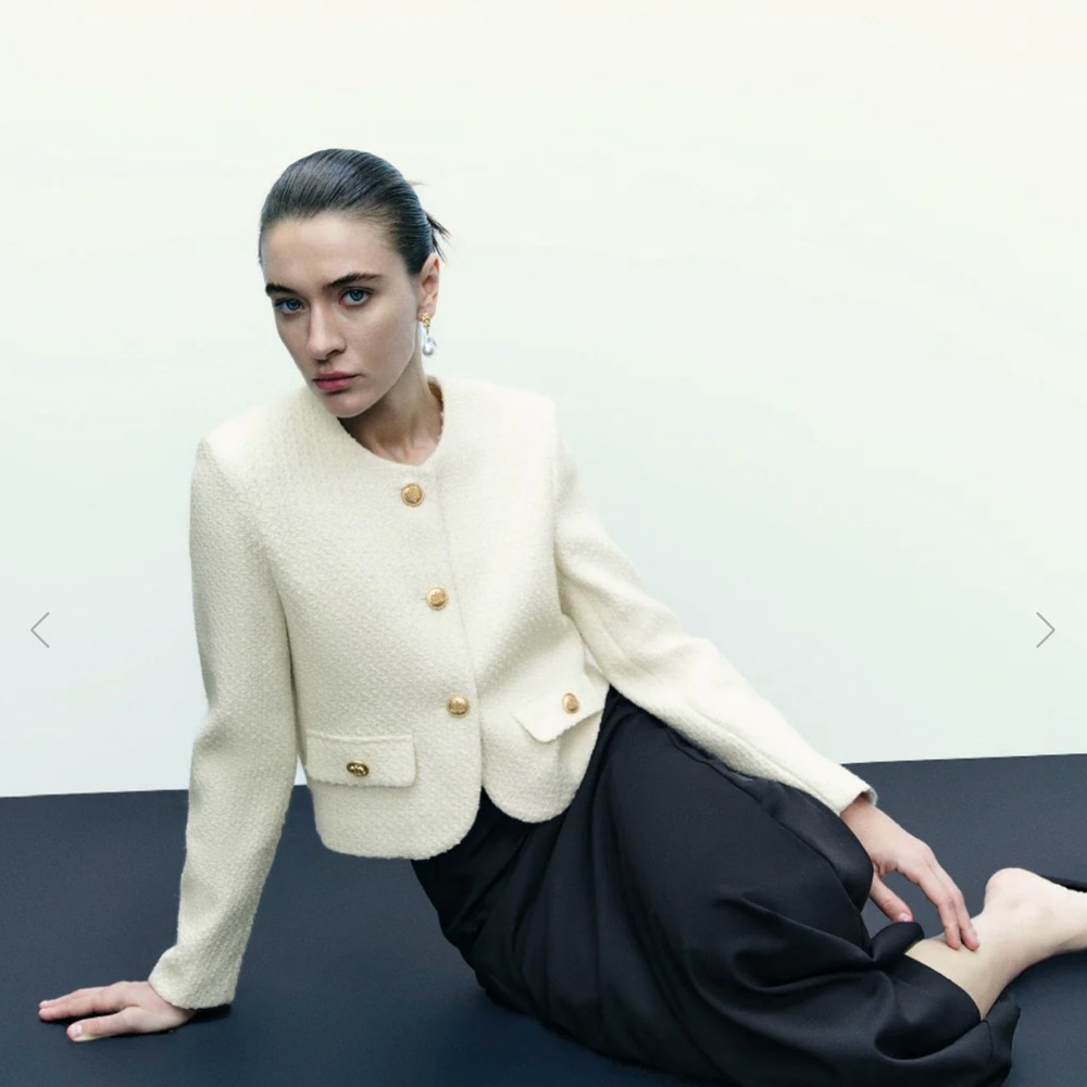 St. John Cream Textured Cardigan